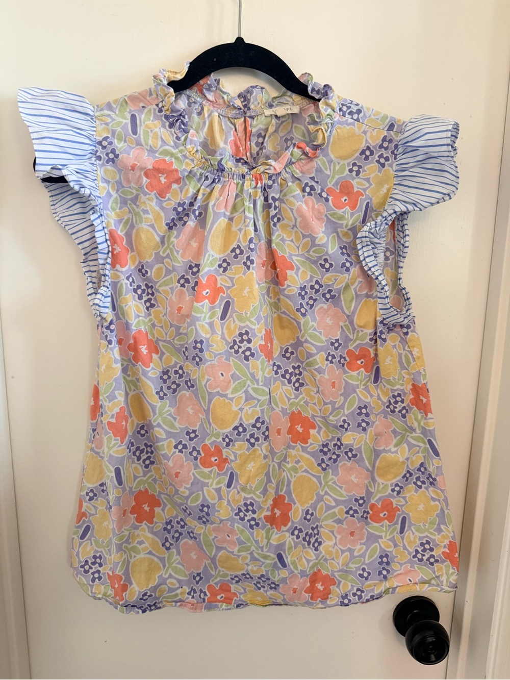 JODIFL Pastel Floral Flutter Sleeve Top - Orange, Yellow, Lavender, Pink, Blue